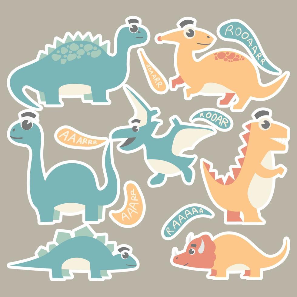 Cute Dinosaur Element Set illustration vector