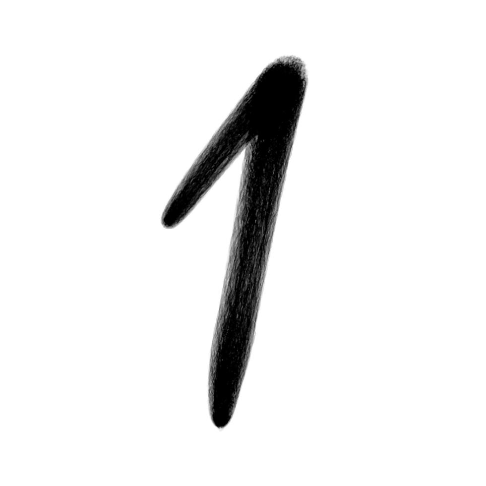 One, Number one design vector, 1th birthday logo icon design, 1 Number names typography design, 1 years anniversary celebration logotype, Black Lettering Numbers brush drawing hand drawn sketch vector