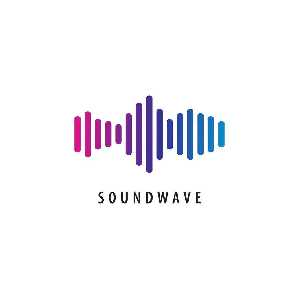 Colorful audio signal vector illustration. Logo design template. Blue violet magenta gradation color. Isolated on white background