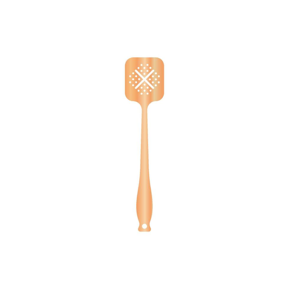 Wooden spatula vector illustration isoalted on white background. Suitable for Realistic 3d Mockup. Natural Wood Material tool for cooking and BBQ.