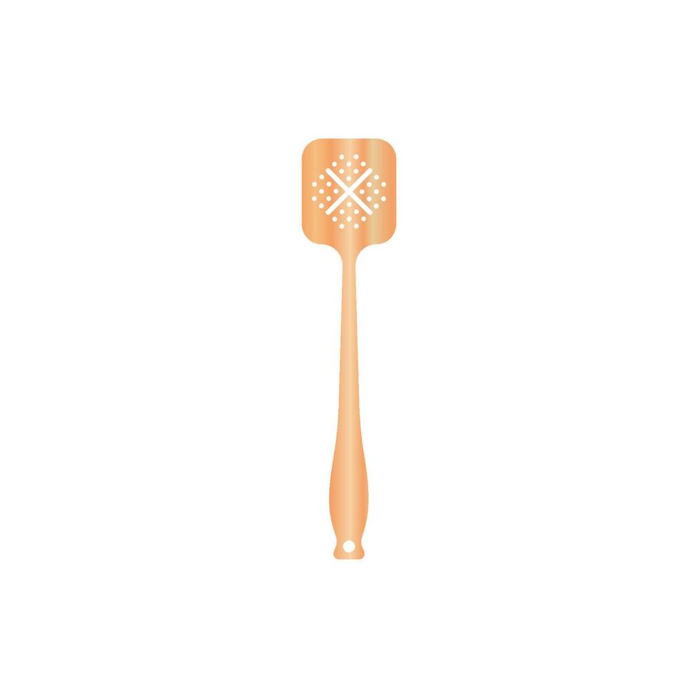 Wooden spatula vector illustration isoalted on white background. Suitable for Realistic 3d Mockup. Natural Wood Material tool for cooking and BBQ.