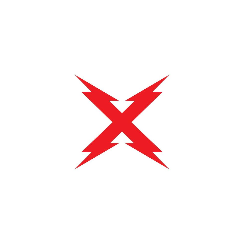 Letter X Initial Logo Design Template Isolated On White Background. Alphabet with Thunder Shape Logo Concept. Hot Red Color Theme. vector