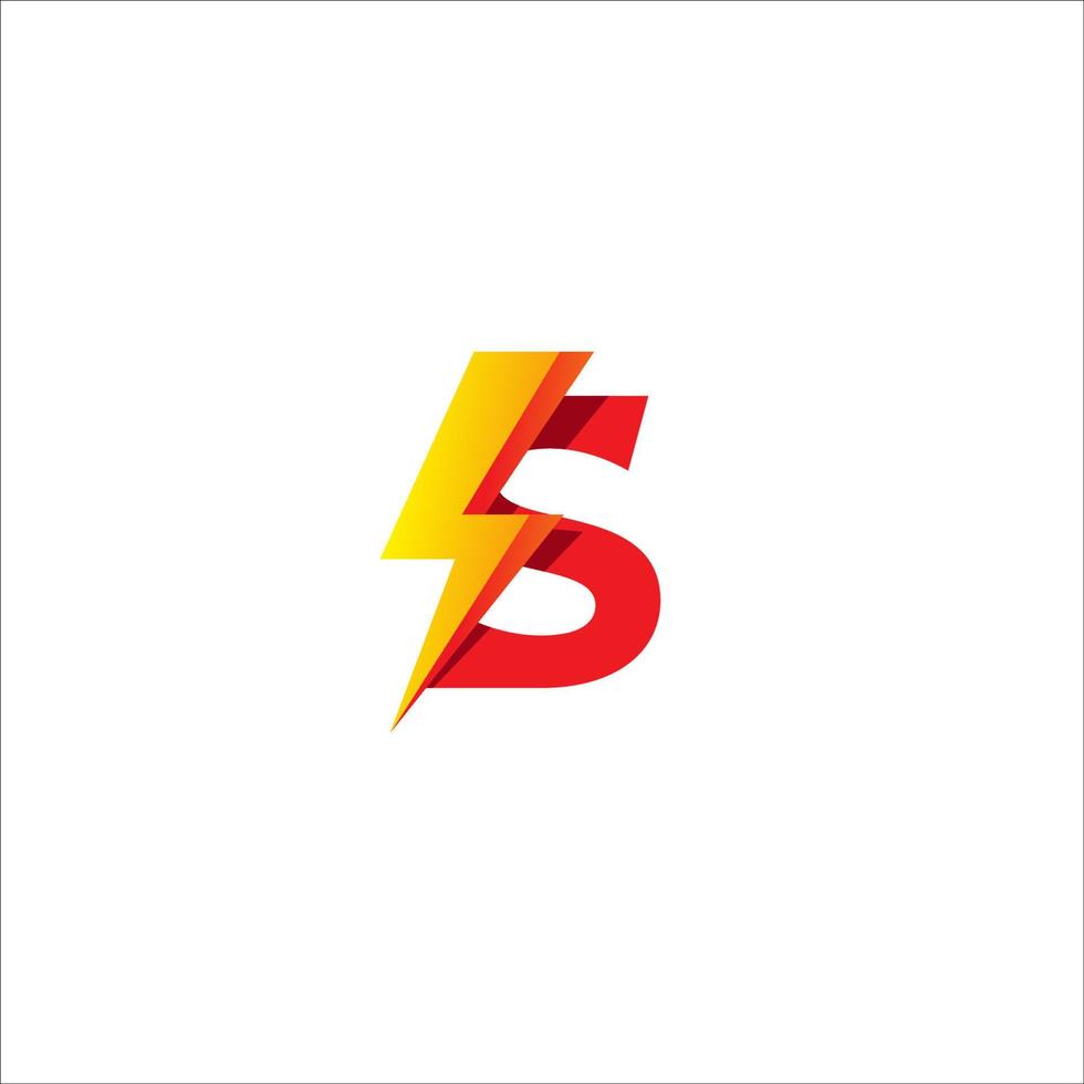 S Letter Initial Logo Design Template. Alphabet with Thunder Shape Logo Concept. Hot Red and Yellow Orange Gradation Color Theme. Isolated On White Background. vector