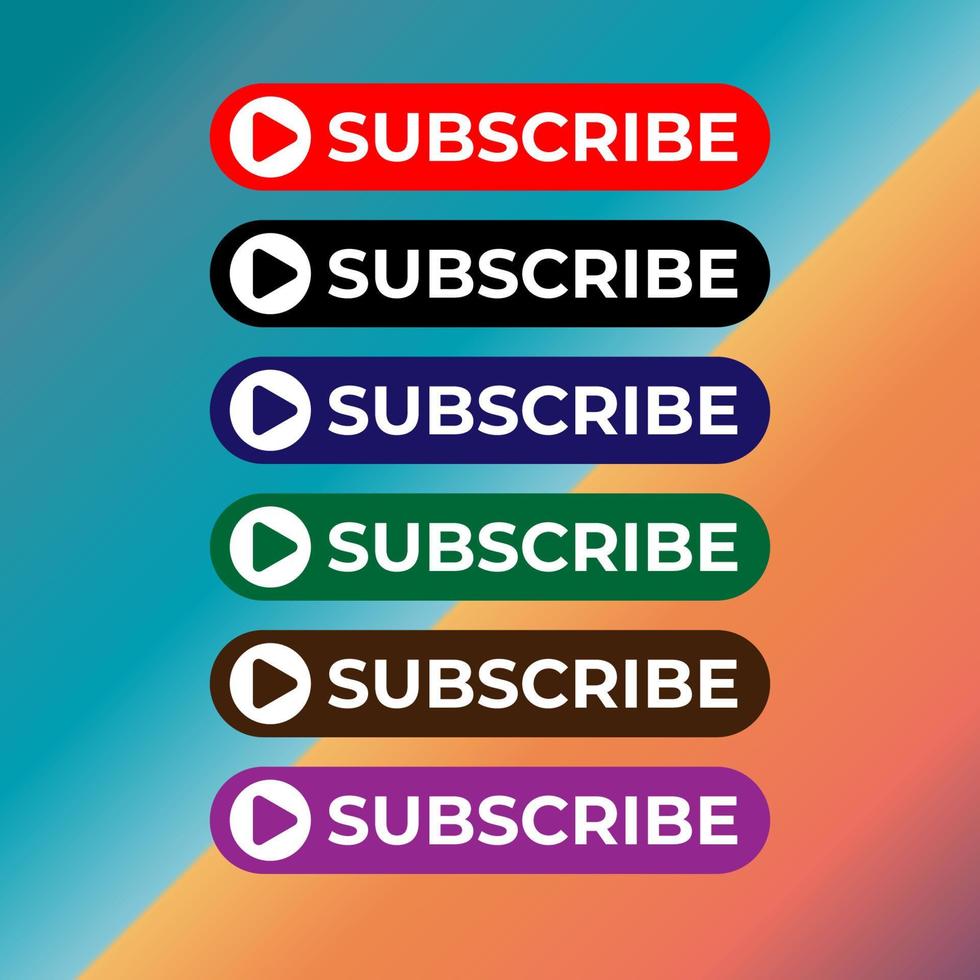 Subscribe Button For TV Channel or Social Media With Play Button, Rounded Shape, Ellipse vector