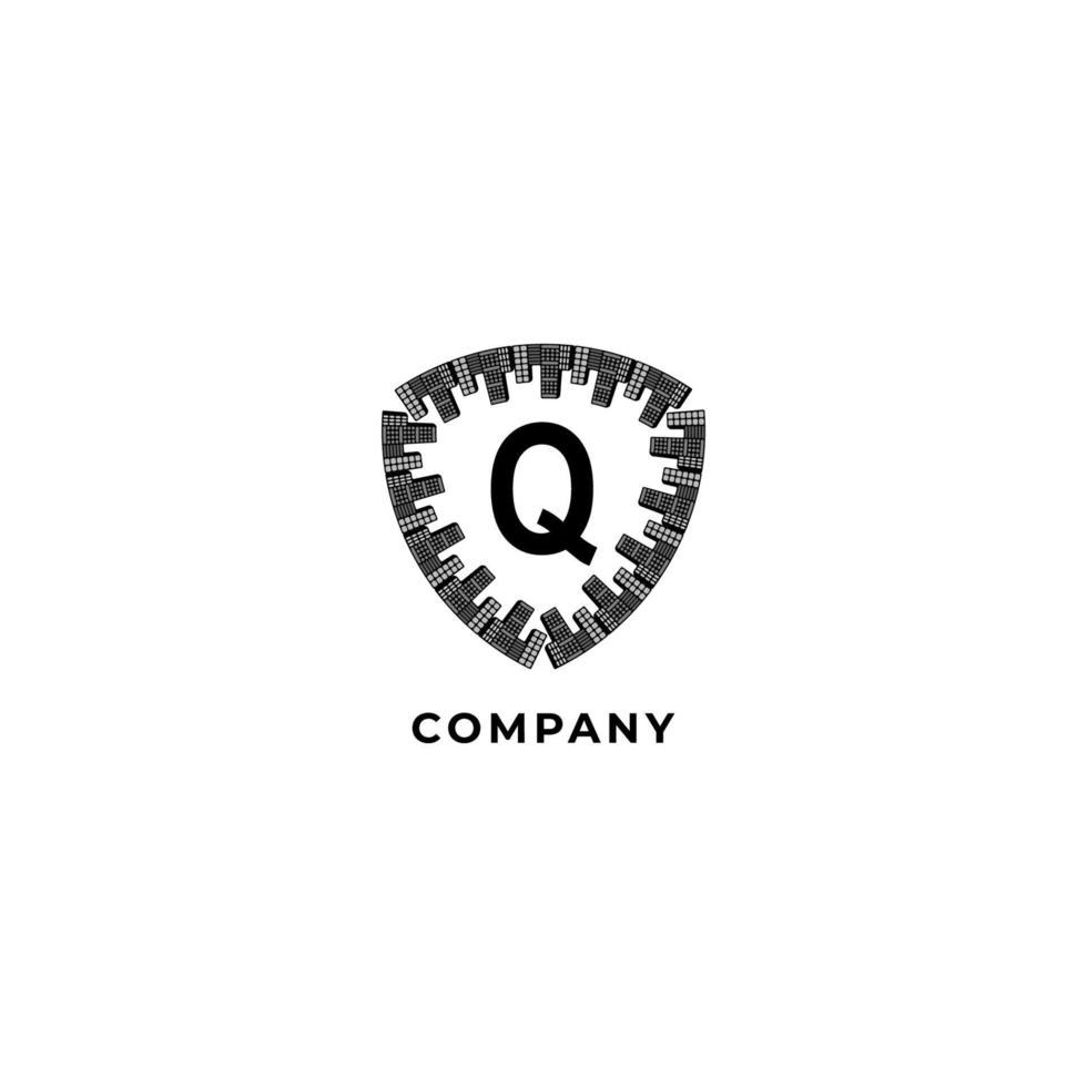 Letter Q Alphabet Logo Design Template isolated on white background. Town shield illustration. Insurance, Security, Protection Logo Concept. vector
