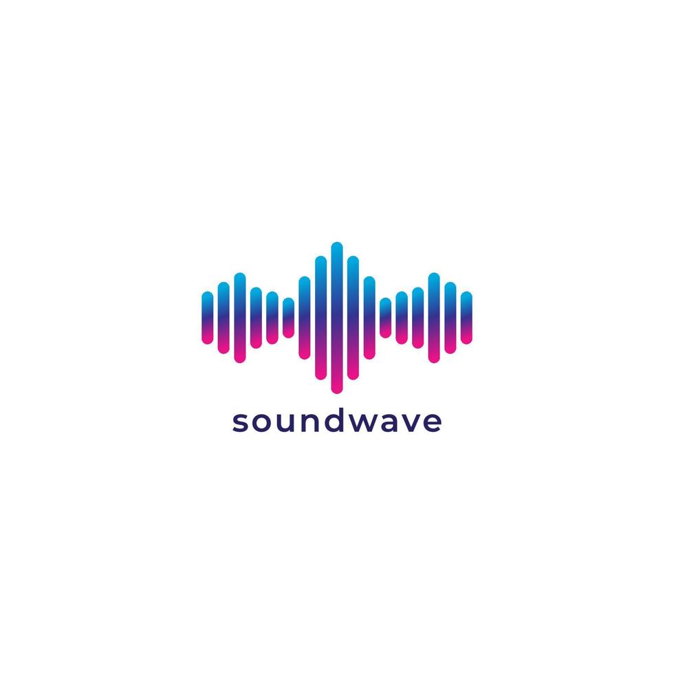 Colorful rounded spectrum bar audio signal vector illustration. Logo design template. Isolated on white background. Blue violet magenta gradation color.