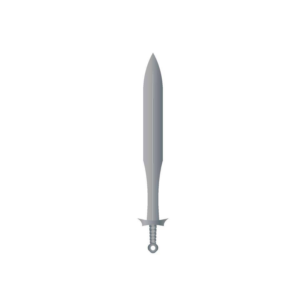 An isolated full metal sword on a white background. Fantasy Warrior weapons design Silhouette. Realistic vector illustration. Hand-Drawn Daggers and Knives. EPS File Project 10