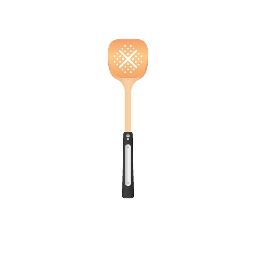 Wooden flippers. Turner spatula with heat resistant handle. Vector illustration isoalted on white background. Natural Wood Material tool for cooking and BBQ. Suitable for 3d Realistic Mockup.