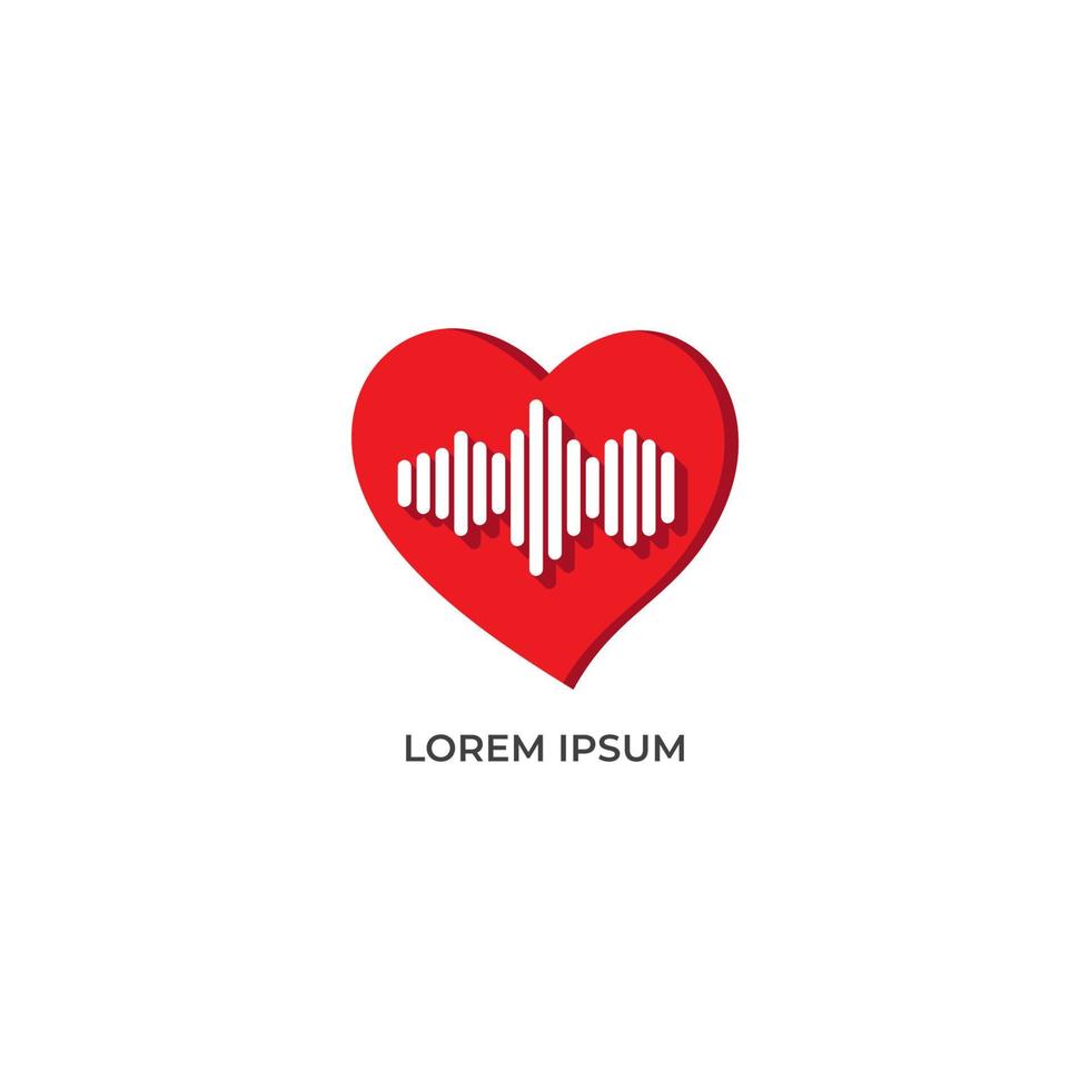 Heart Frequency vector illustration isolated on white background. Love icon with signal frequency design concept. Pictogram logo design template.