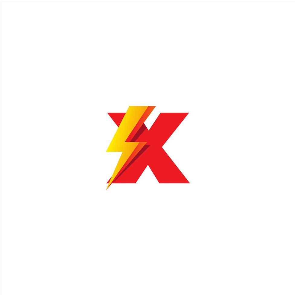 X Letter Initial Logo Design Template. Alphabet with Thunder Shape Logo Concept. Hot Red and Yellow Orange Gradation Color Theme. Isolated On White Background. vector