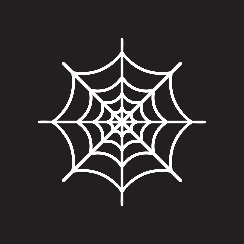 White line spider web vector illustration isolated on black color background. Suitable for t-shirt design or other project