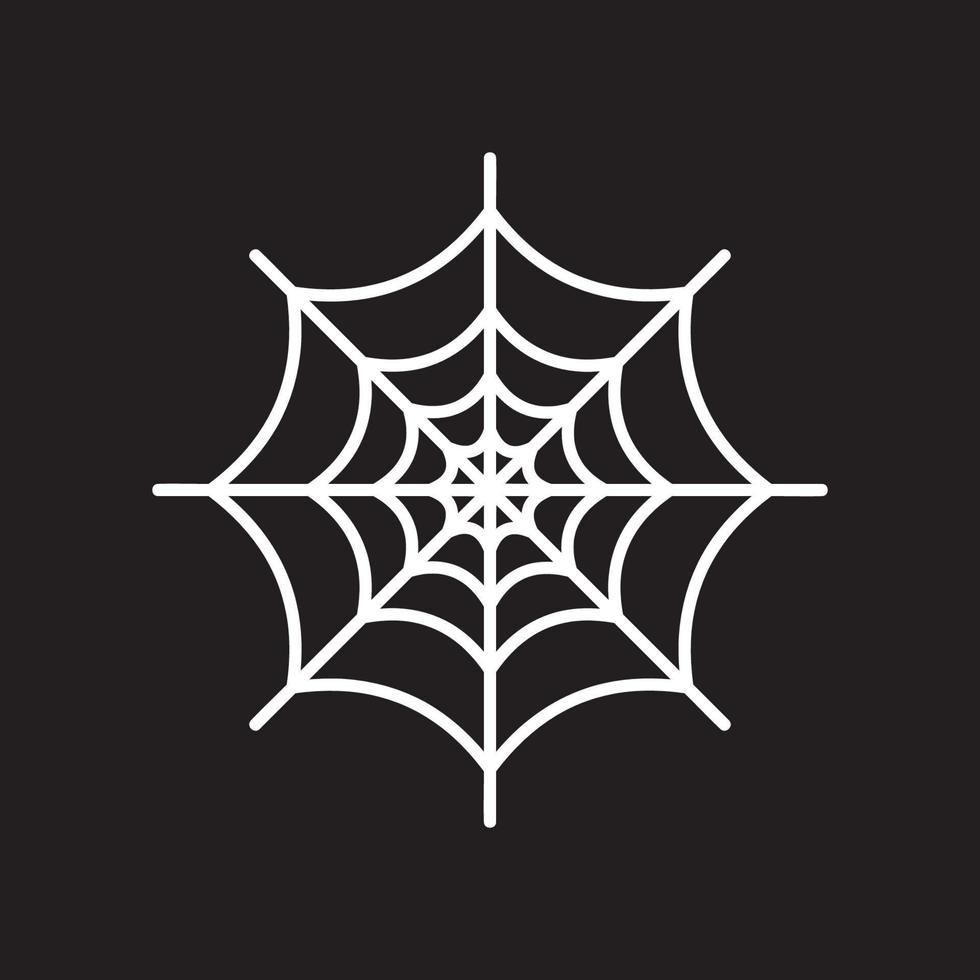 White line spider web vector illustration isolated on black color background. Suitable for t-shirt design or other project