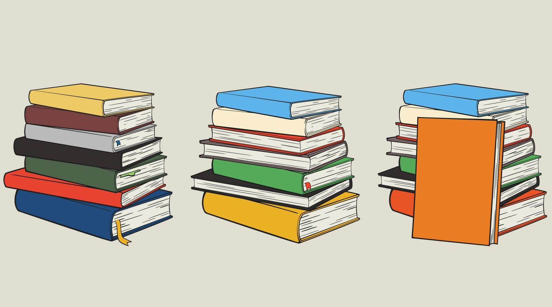 pilas de libros en estilo de dibujos animados vector