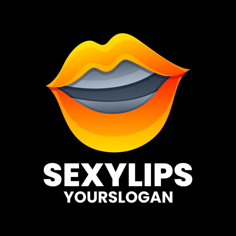 colorful sexy lips gradient logo design vector