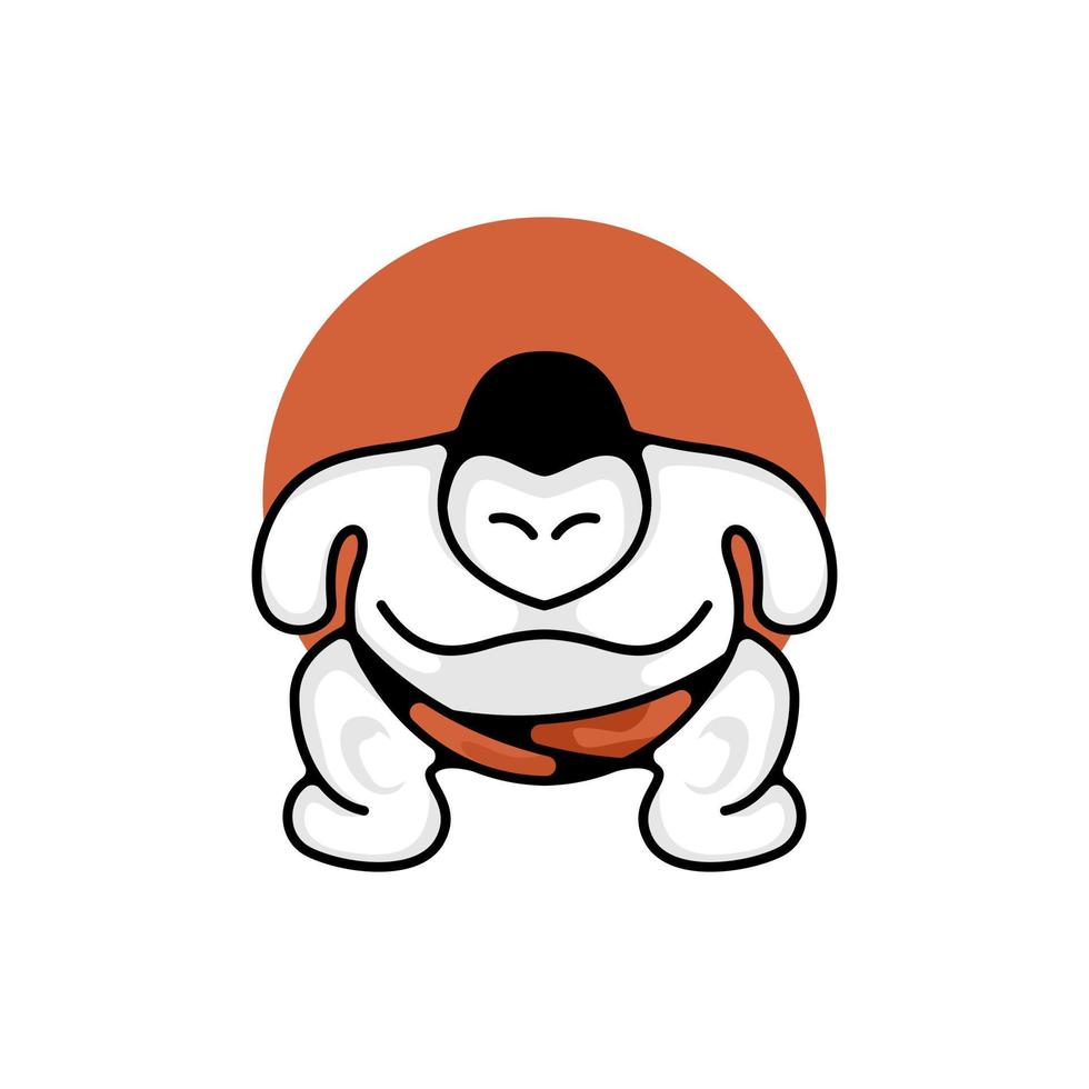 cute mascot sumo logo design template vector