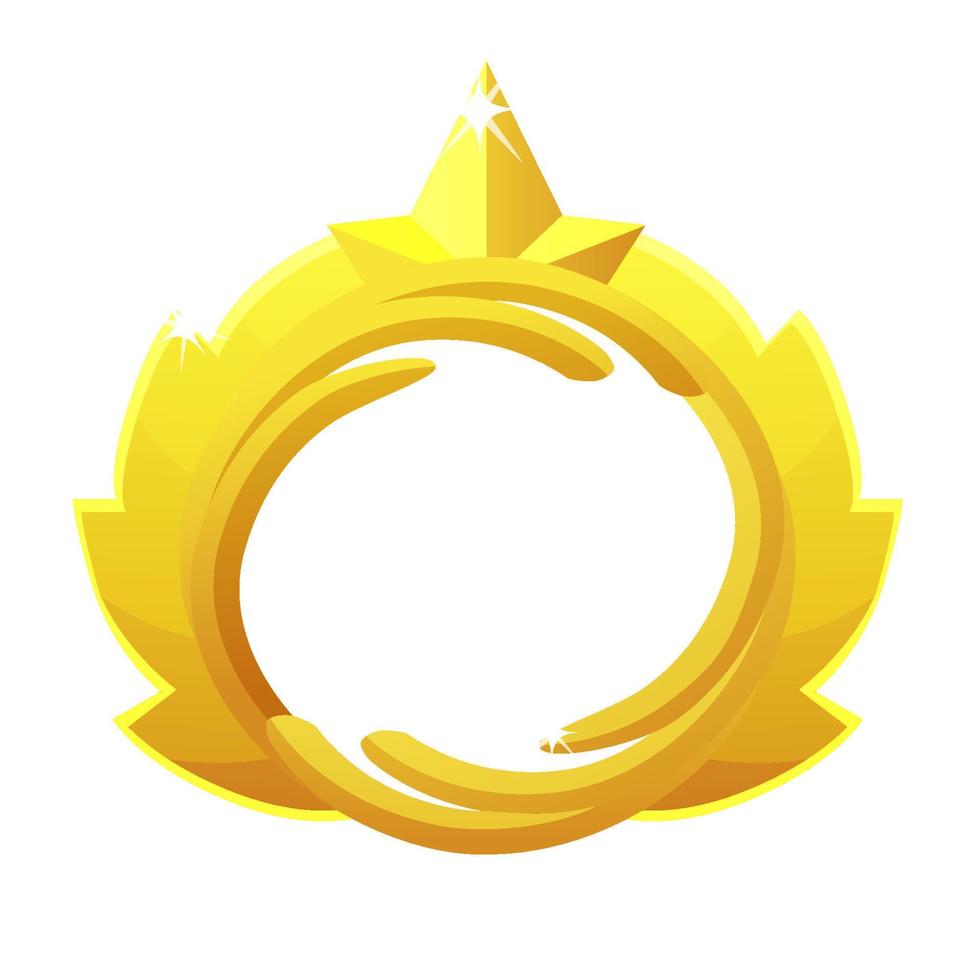 avatar de juego dorado, marco redondo de lujo con plantilla de corona para juego. ilustración vectorial marco en blanco vacío dorado para diseño gráfico. vector