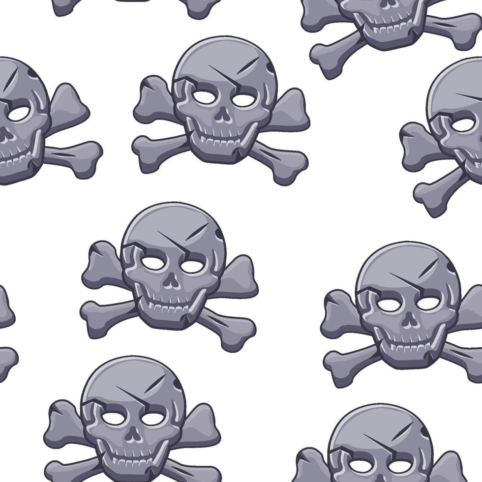 Pirate skull seamless pattern, stone black mark. Vector illustration of a textured background of a skull with bones.