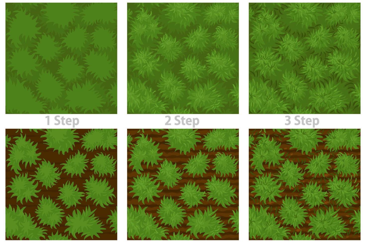 Seamless grass pattern, drawing step by step wallpaper texture. Vector illustration
