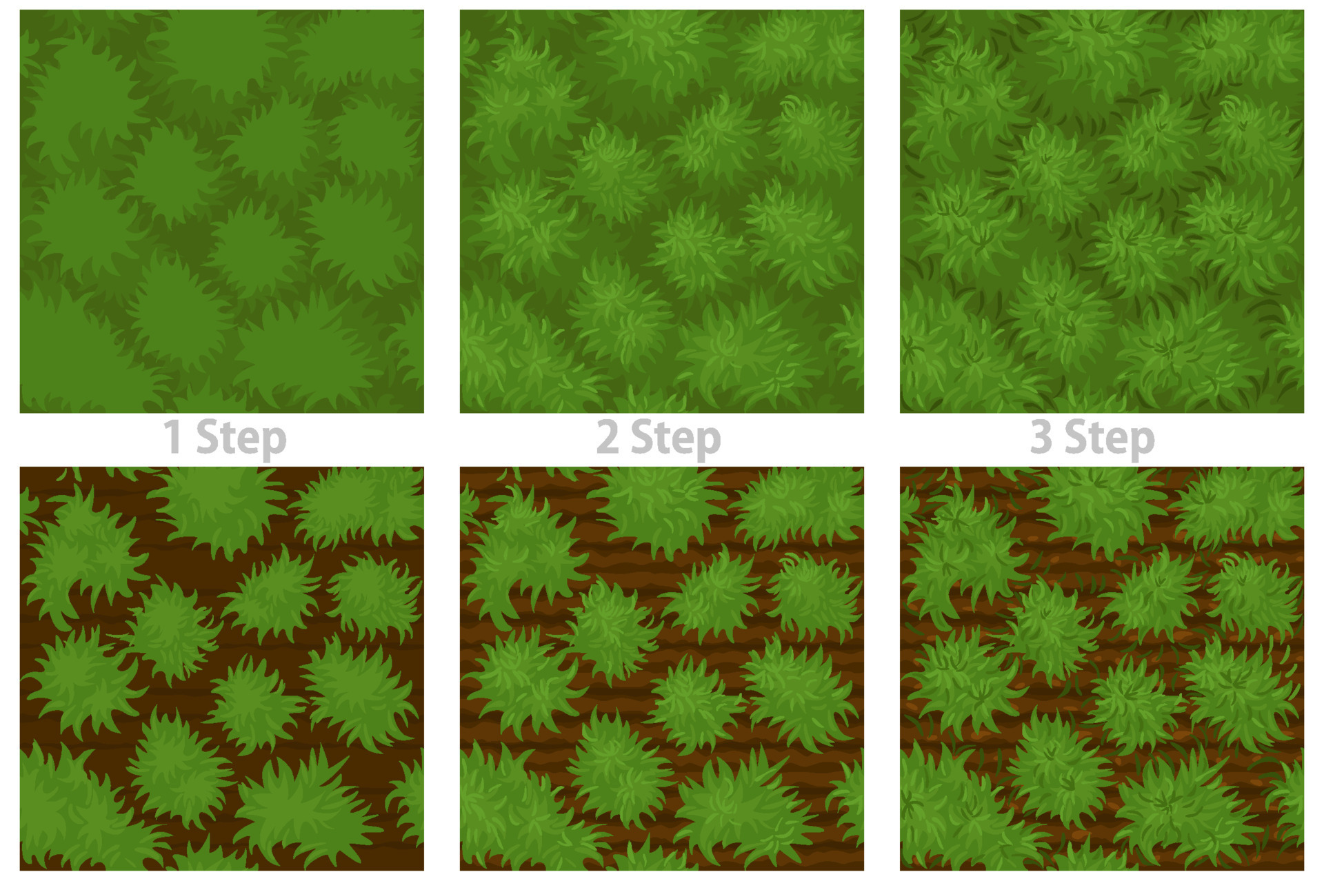 Seamless grass pattern, drawing step by step wallpaper texture. Vector ...