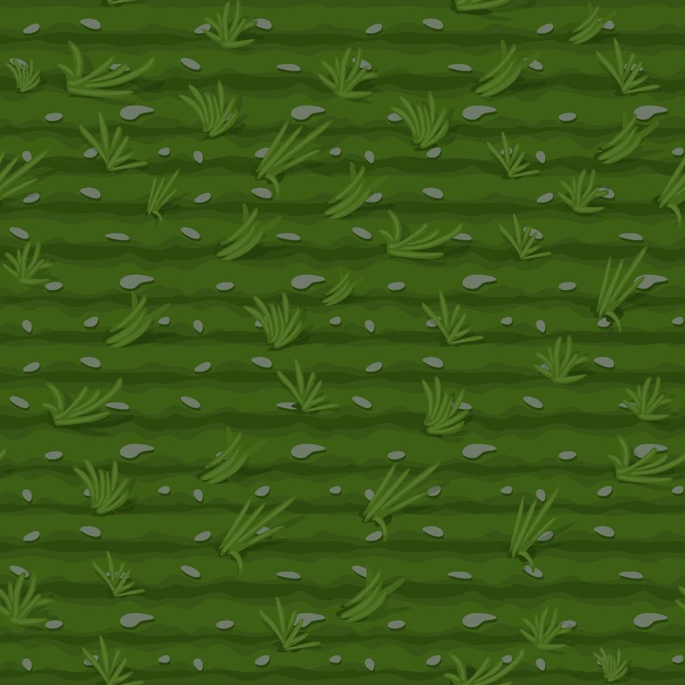 hierba de patrones sin fisuras, fondo de campo verde para papel tapiz. ilustración vectorial de textura agrícola con camas para el juego. vector