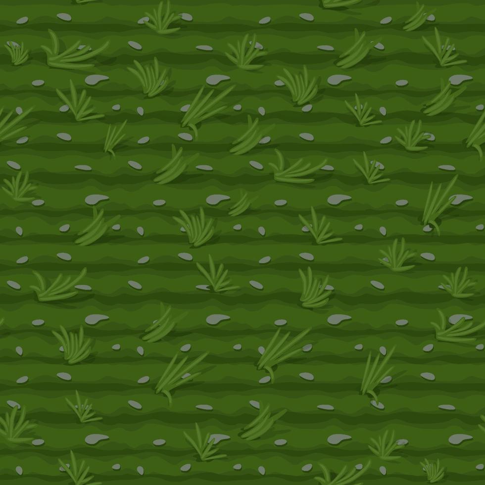 Grass seamless pattern, green field background for wallpaper. Vector illustration of agriculture texture with beds for the game.