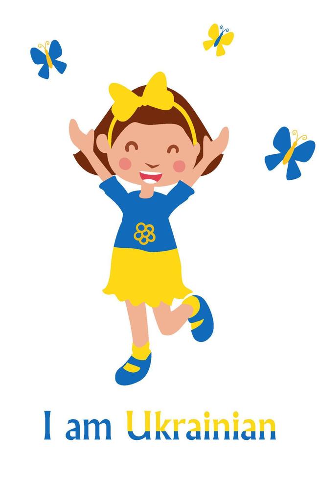 Ukrainian girl in the colors of the flag of Ukraine. Isolated vector flat character. Support for ukraine concept symbol of independence