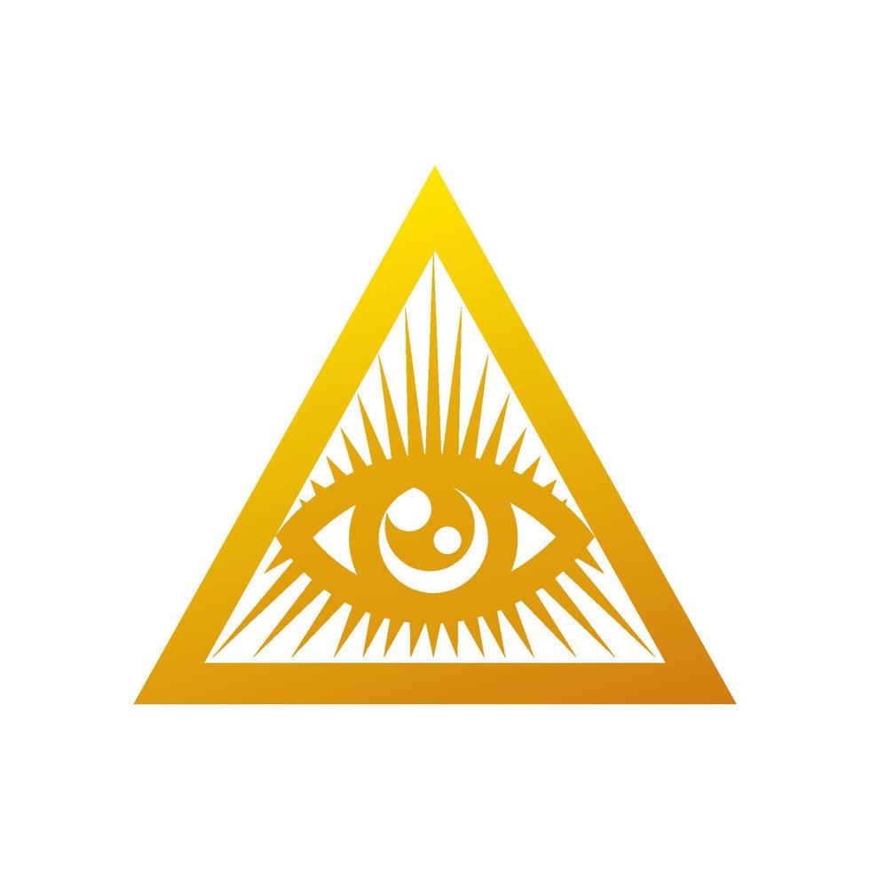 All-seeing eye. Golden Pyramid and All-seeing eye, Freemasonry Masonic Symbol vector