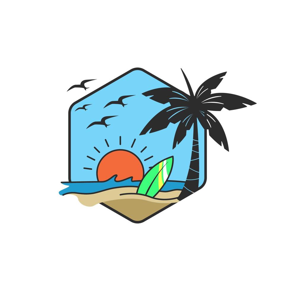 Summer beach logo design template vector