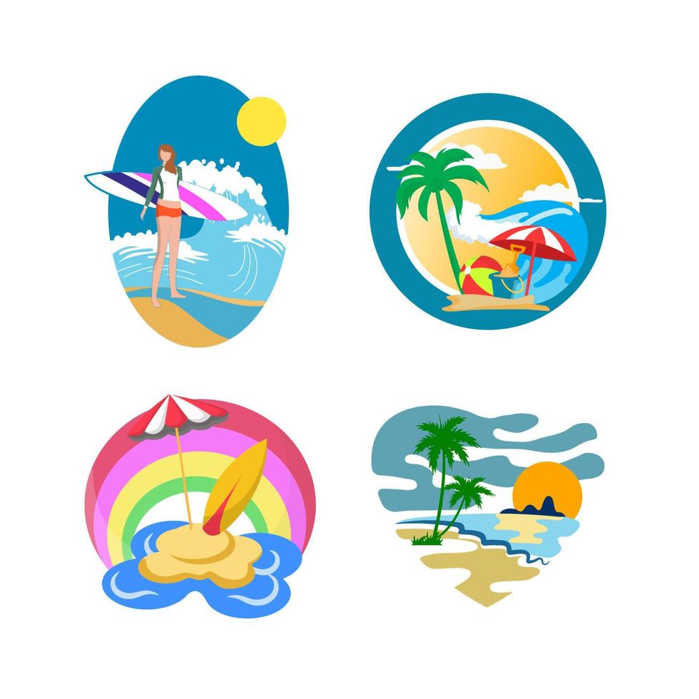 Summer beach logo design template vector