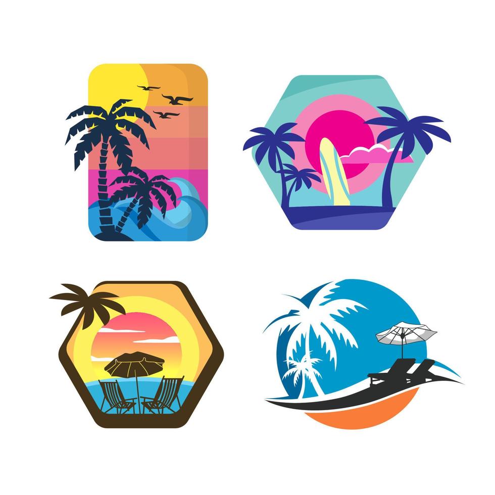 Summer beach logo design template vector