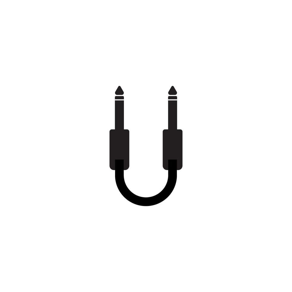 Letter U uppercase Alphabet vector illustration. Cable jack logo concept. Audio logo design template. Isolated, Audio equipment, sound system, instrument. Black and White