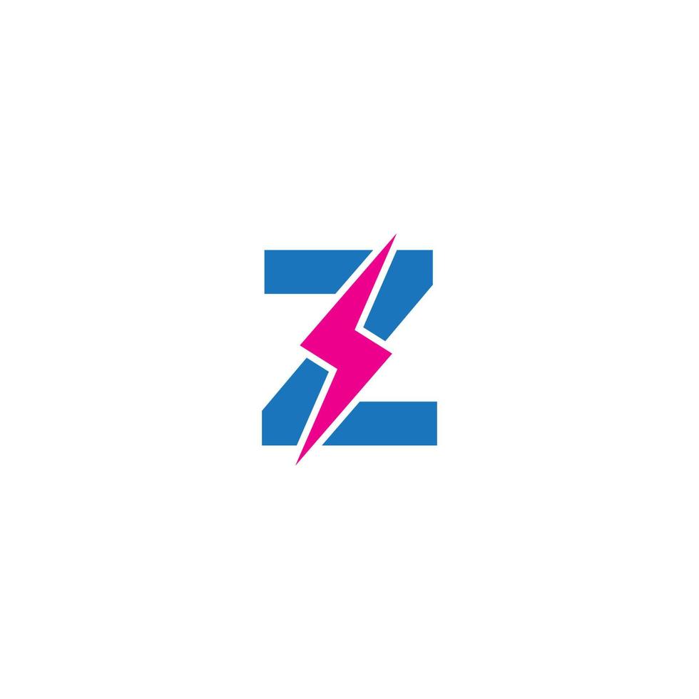 Letter Z Initial Logo Design Template. Alphabet with Thunder Shape Logo Concept. Blue and Hot Red Color Theme. Isolated On White Background vector