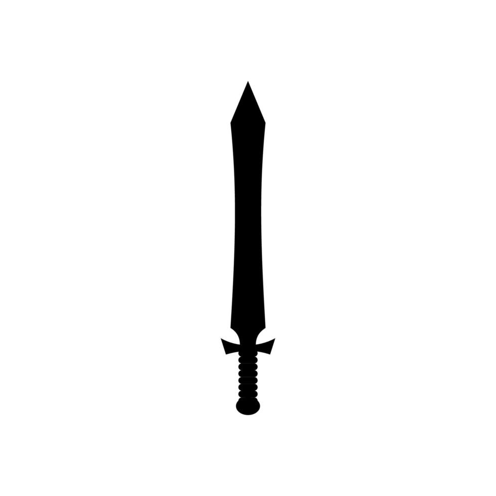 An isolated sword icon on a white background. Fantasy Warrior Silhouette design weapons. Logo Vector illustration. Hand-Drawn Daggers and Knives. EPS File Project 10