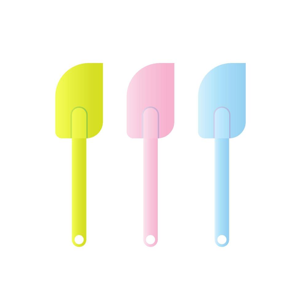 Scrapers spatula vector illustration isoalted on white background. Soft color. Pastel Blue, Green and pink.