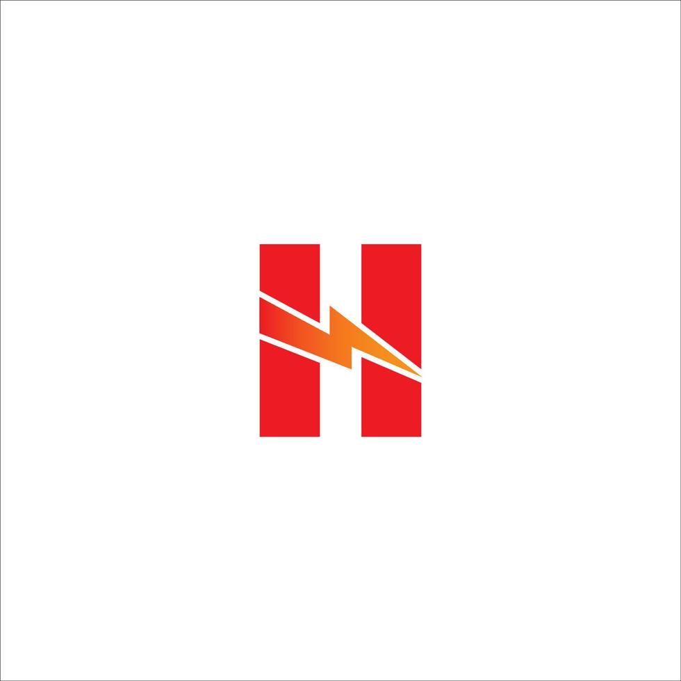 Letter H Initial Logo Design Template.  Alphabet with thunderbolt icon logo concept. Red and Orange Gradation Color Theme.  Isolated On White Background. vector