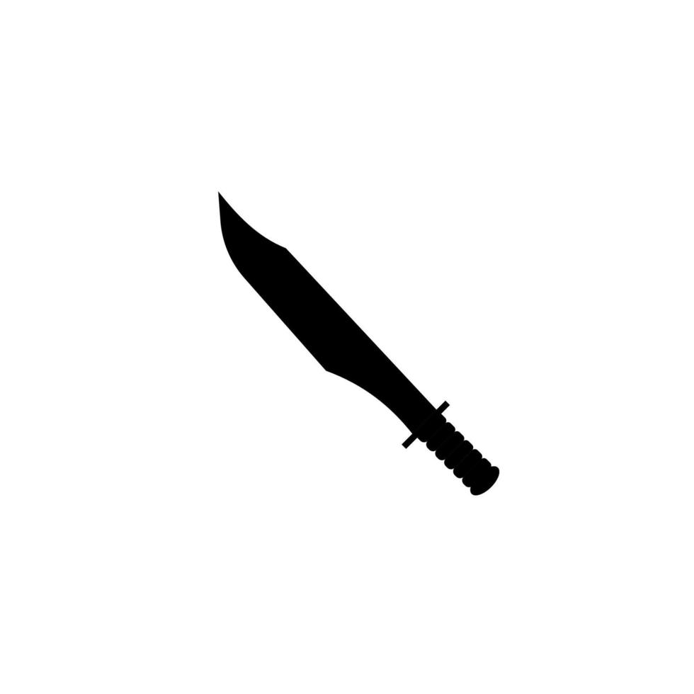 un cuchillo aislado sobre fondo blanco. silueta de diseño de arma afilada militar. ilustración vectorial, icono simple. dagas y cuchillos dibujados a mano. proyecto de archivo eps 10 vector