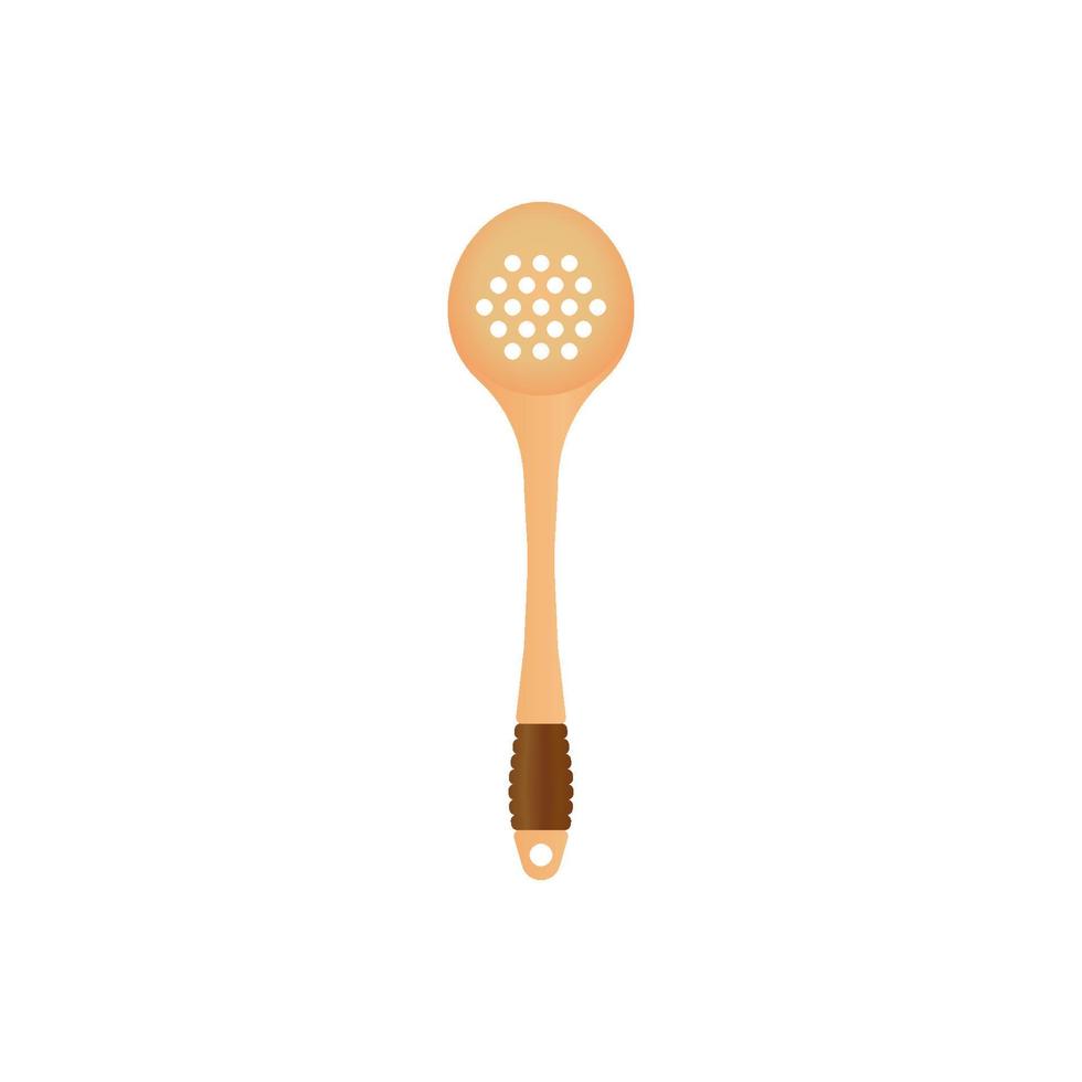 Rounded wooden spatula vector illustration isoalted on white background. Suitable for Realistic 3d Mockup. Natural Wood Material tool for cooking and BBQ.