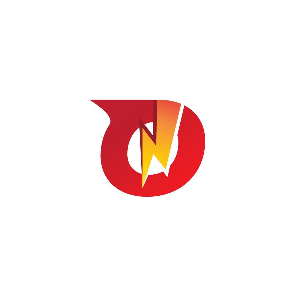 Letter O Initial Logo Design Template Isolated On White Background. Hot Alphabet with Thunder Logo Concept. Red Maroon, Yellow Orange Gradation Color Theme. vector