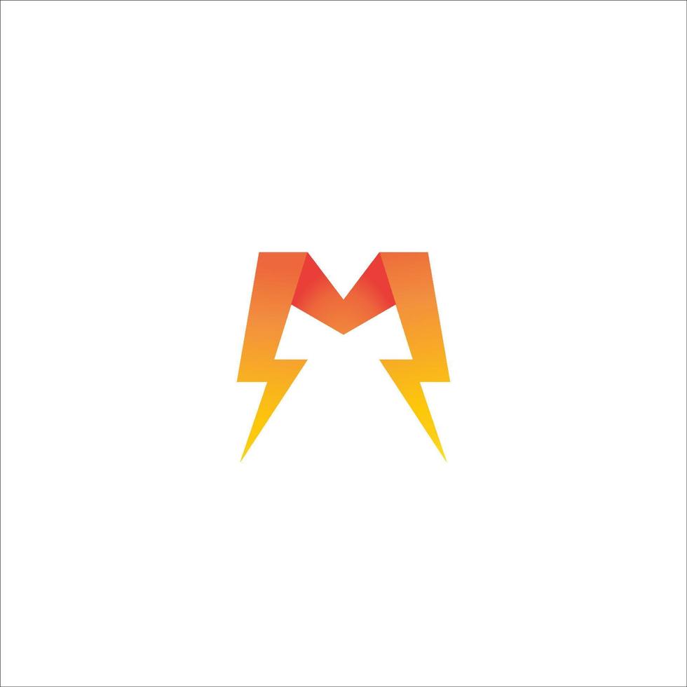 Letter M Initial Logo Design Template. Alphabet Thunder Logo Concept. Yellow Orange Gradation Color Theme. Isolated On White Background vector