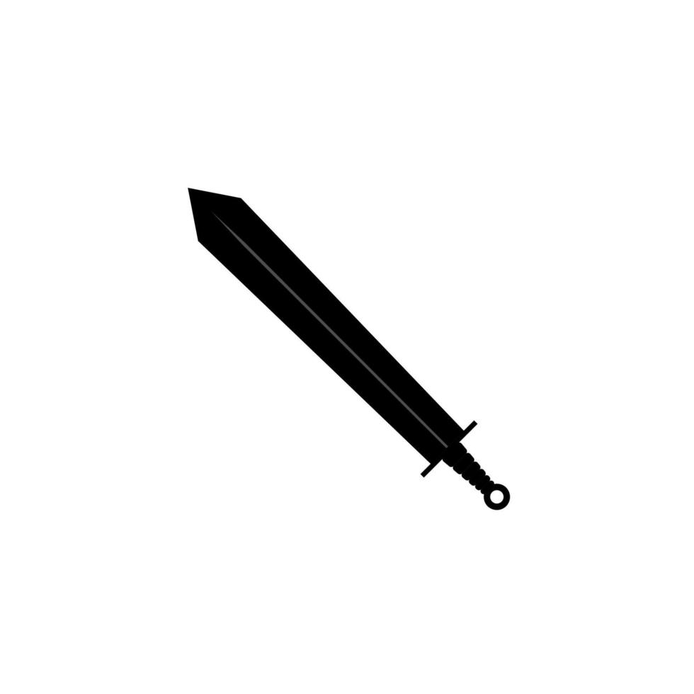 An isolated big sword icon on a white background. Fantasy Warrior Silhouette design weapons. Logo Vector illustration. Hand-Drawn Daggers and Knives. EPS File Project 10