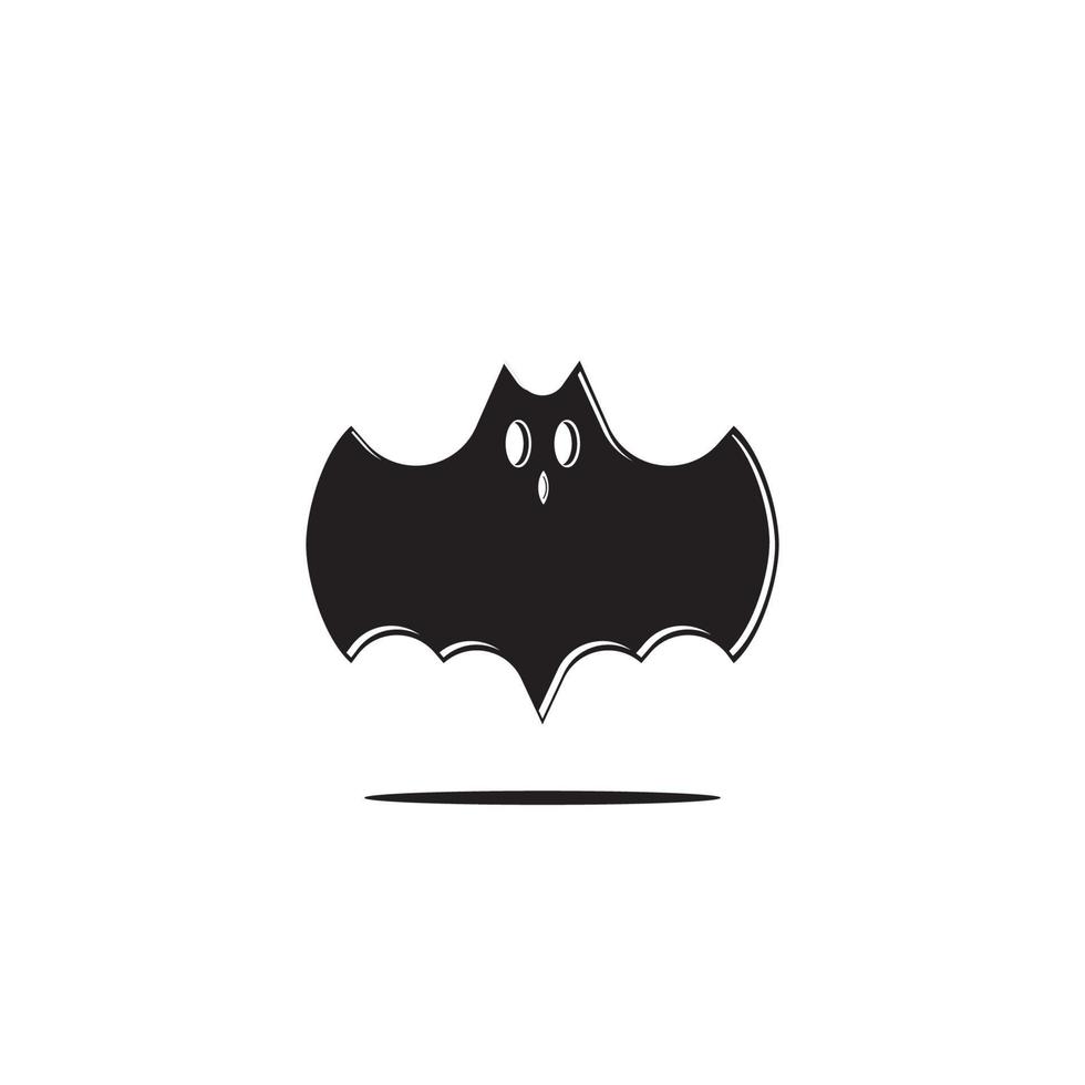 Black bat vector illustration isolated on white background. Horror or Halloween design element. Suitable for logo, t-shirt or other design project