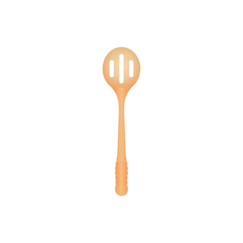 Rounded wooden spatula vector illustration isoalted on white background. Natural Wood Material tool for cooking and BBQ. Suitable for Realistic 3d Mockup.