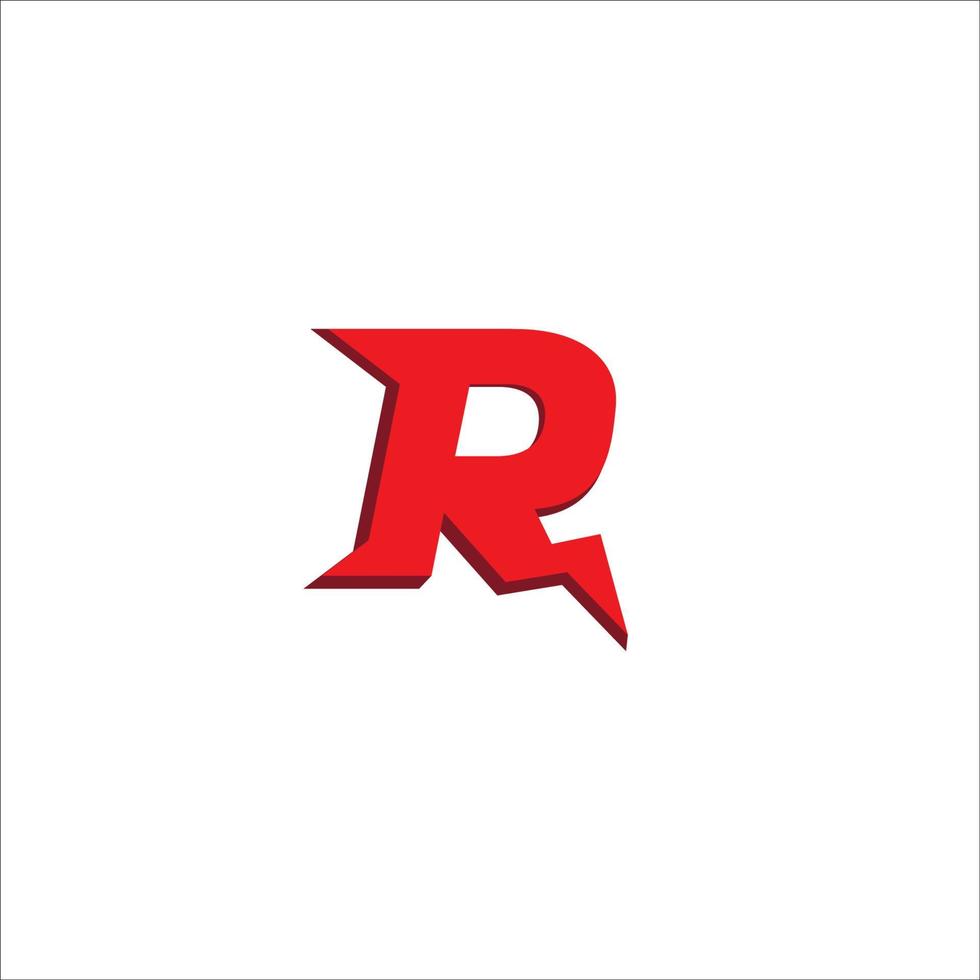 Letter R Initial Logo Design Template Isolated On White Background. Alphabet Thunder Logo Concept. Hot Red Color Theme. vector