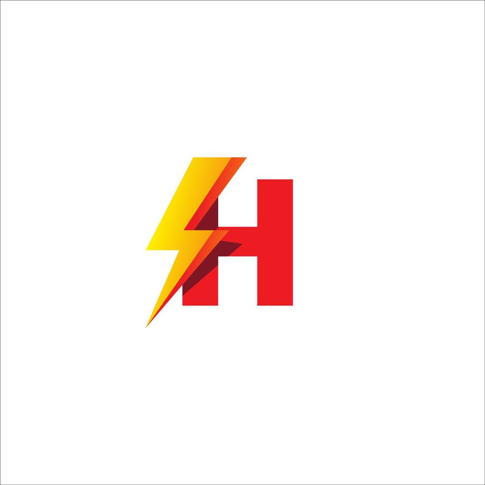 H Letter Initial Logo Design Template Isolated On White Background. Alphabet with Thunder Shape Logo Concept. Hot Red and Yellow Orange Gradation Color Theme. vector