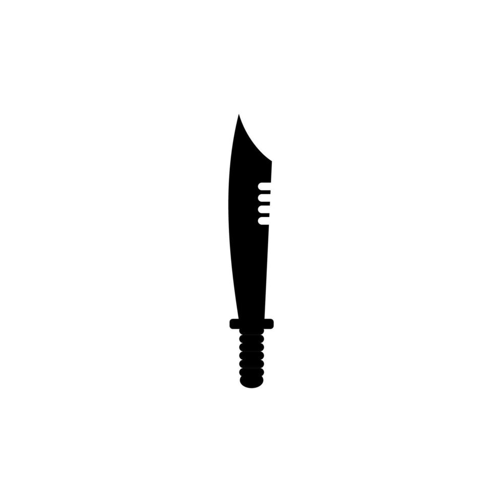 An isolated Knife on white background. MIlitary sharp weapon design silhouette. Vector illustration, Simple Icon. Hand-Drawn Daggers and Knives. EPS 10 File Project