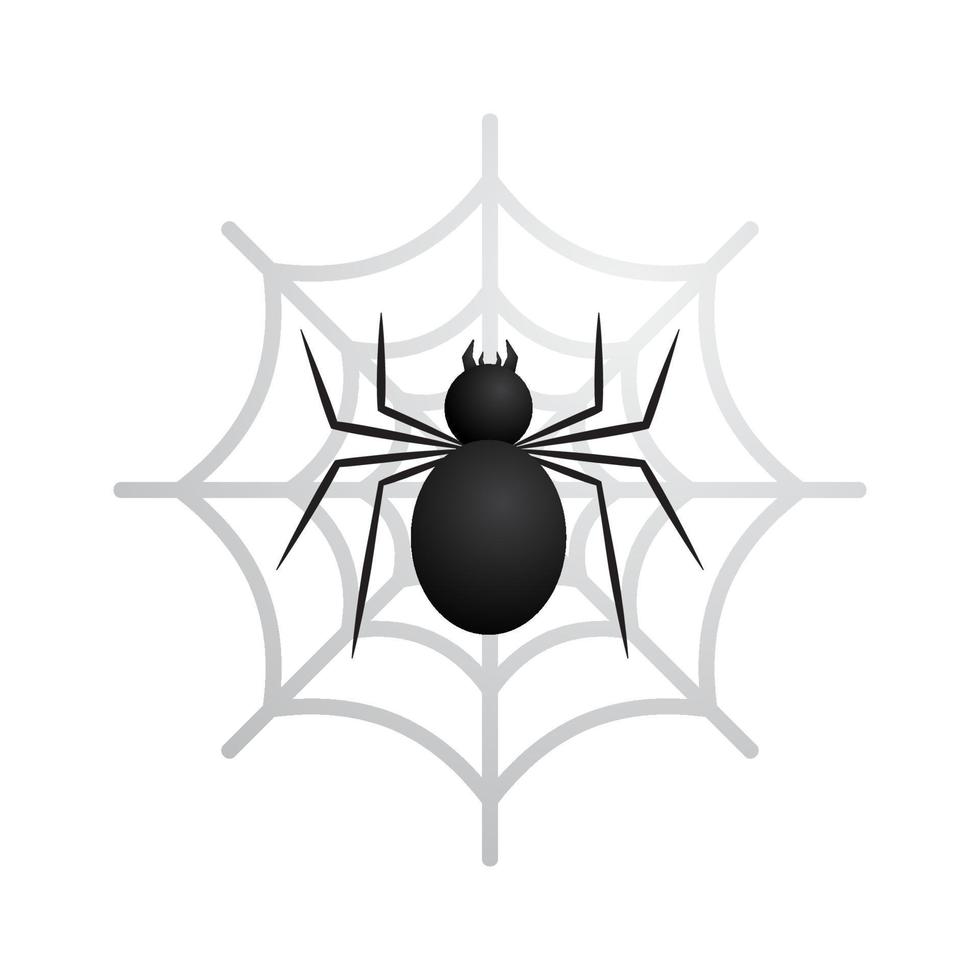 araña negra en la ilustración de vector web aislada sobre fondo blanco. adecuado para el diseño de camisetas u otro proyecto de diseño.