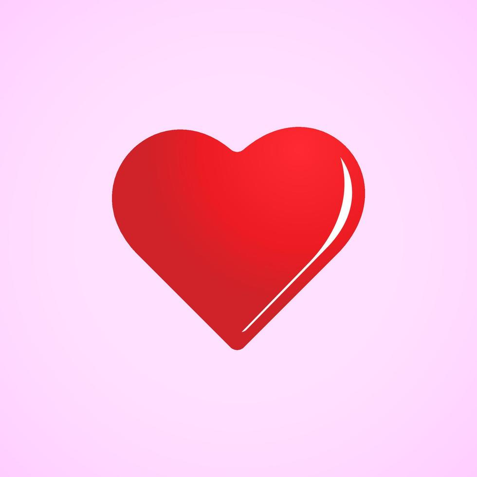 Ilustración de vector de forma de corazón rojo brillante aislado sobre fondo de color rosa. signo del día de san valentín. símbolo de amor perfecto. plantilla de diseño de elementos.