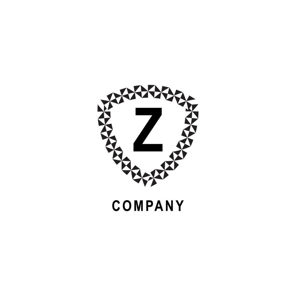 plantilla de diseño de logotipo alfabético letra z aislada sobre fondo blanco. concepto de logotipo de la compañía de seguros. ilustración de signo de escudo geométrico vector