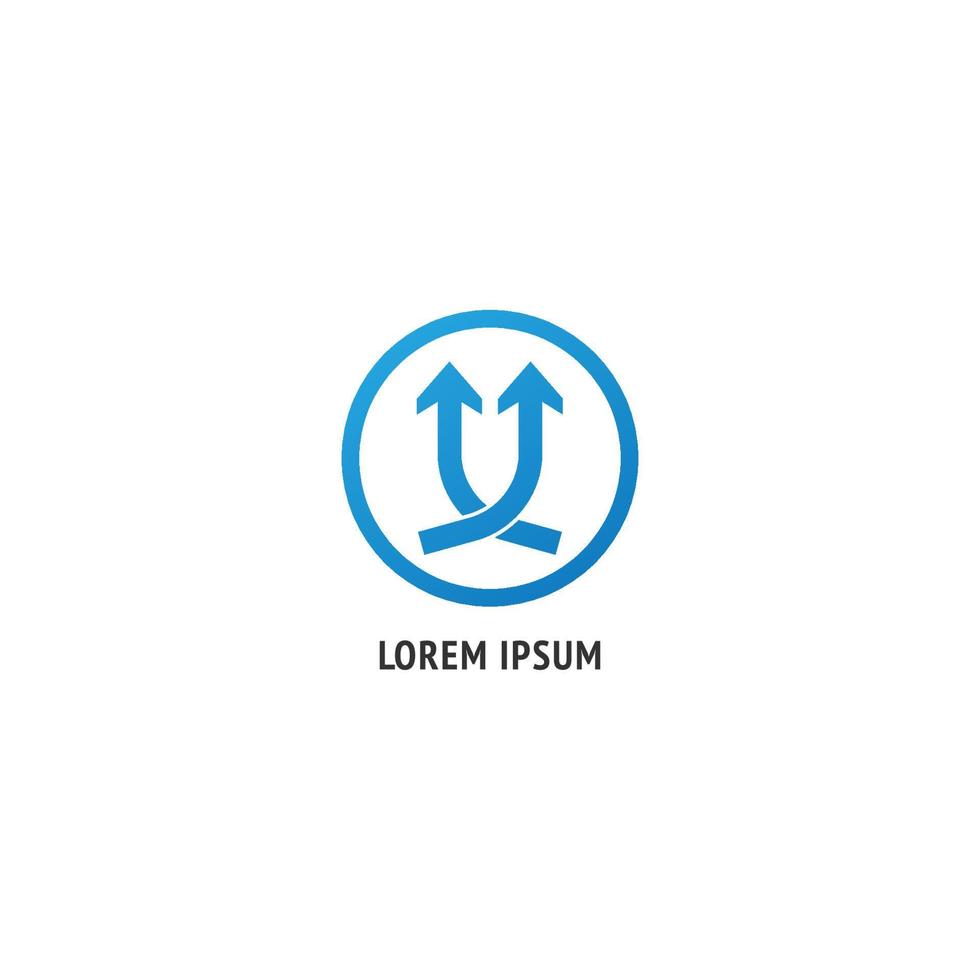 Twin blue up arrow icon with round frame isolated on white background. Successful progress or grow up next level vector illustration.