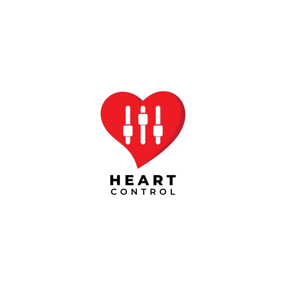 Heart Control logo design template Isolated on white background. Heart, love icon with equalizer logo concept. vector